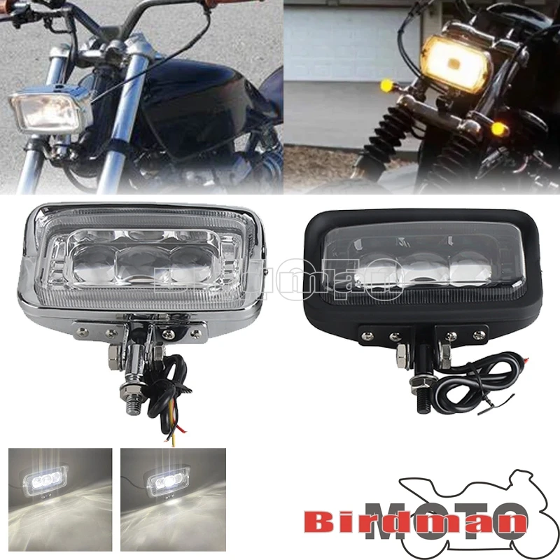 

Motorcycle Rectangle Spot Light Square Headlight High/Low Beam For Harley Chopper Bobber Cruiser Sportster Custom Scrambler