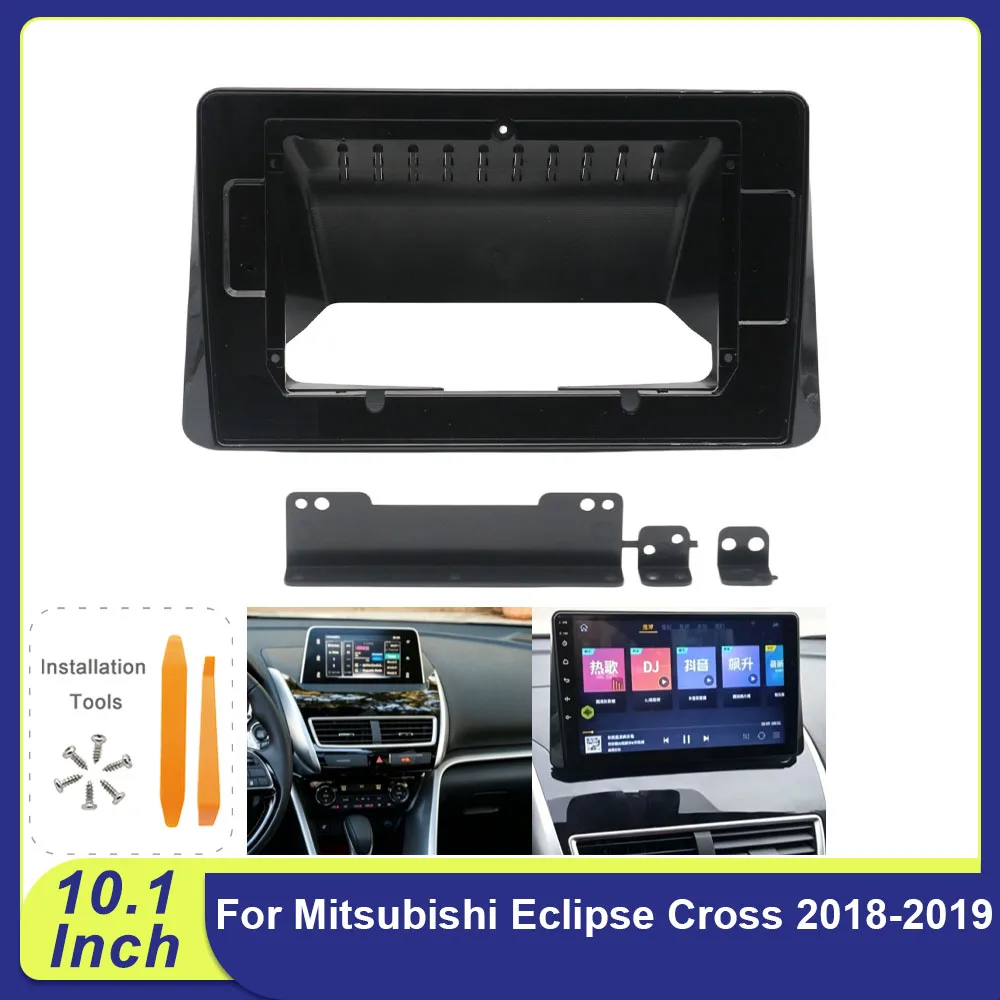 Gloss Black Double DIN Fascia For Mitsubishi Eclipse Cross 2018-2019 Dash Kit Panel Frame Adapter