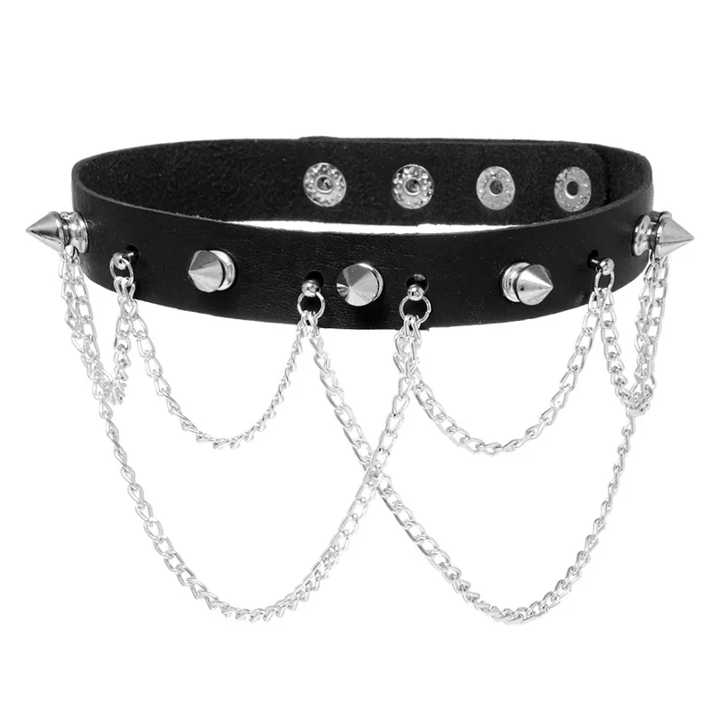 Black Leather Choker Female Collar For Women Punk Style Chain Harajuku Necklace Sexy Vegan Choker Festival Girls Gothic Jewelry