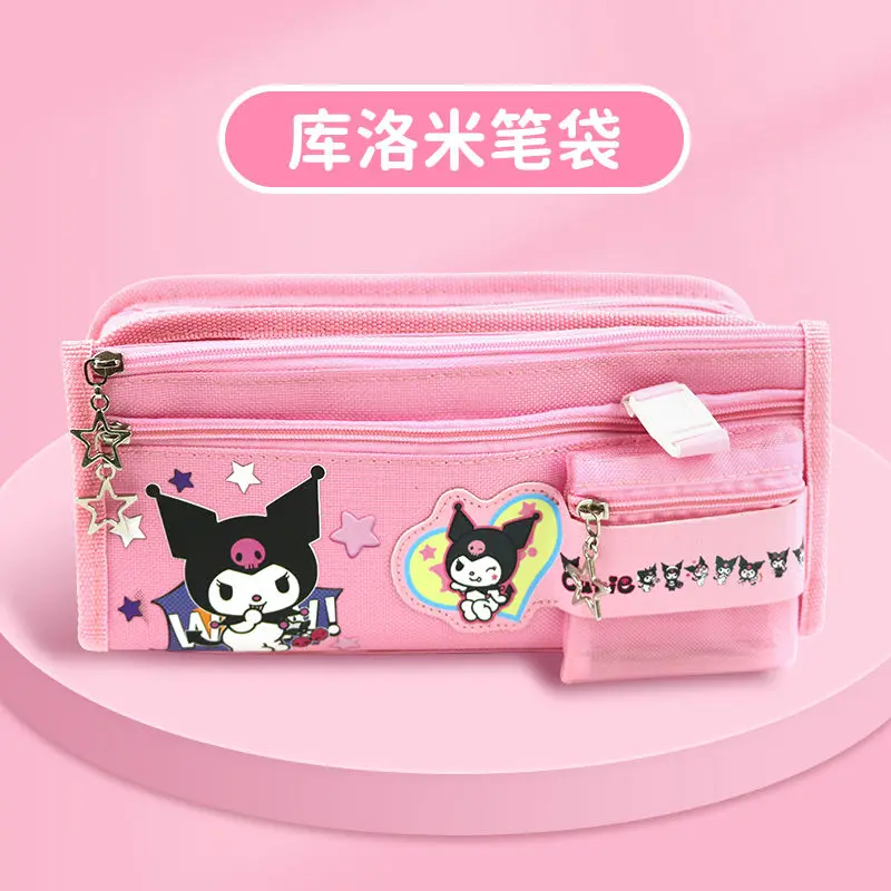 Sanrio Anime Cartoon Series Lápis Case, Grande Capacidade Pen Pouch, Estojo de papelaria, Presentes bonitos, Cinnamoroll, Mymelody, Kuromi, Moda