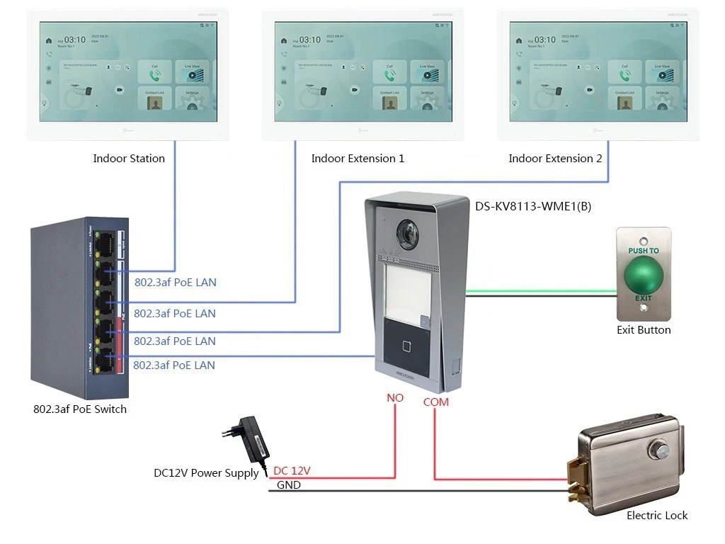 HIKVISION Internationale Version, 10-Zoll-Innenmonitor DS-KH9510-WTE1(B), 802.3af POE, App Hik-Connect, WLAN, Video-Gegensprechanlage. – Detail 2