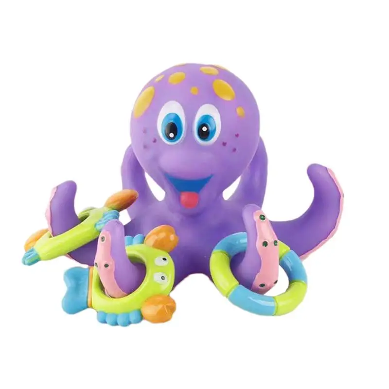 Octopus Bath Toy Sea Animal Shower Toys Cute Plush Shower Tub Toy With Colorful Ring Toys Smiling Face Design Color Recognition