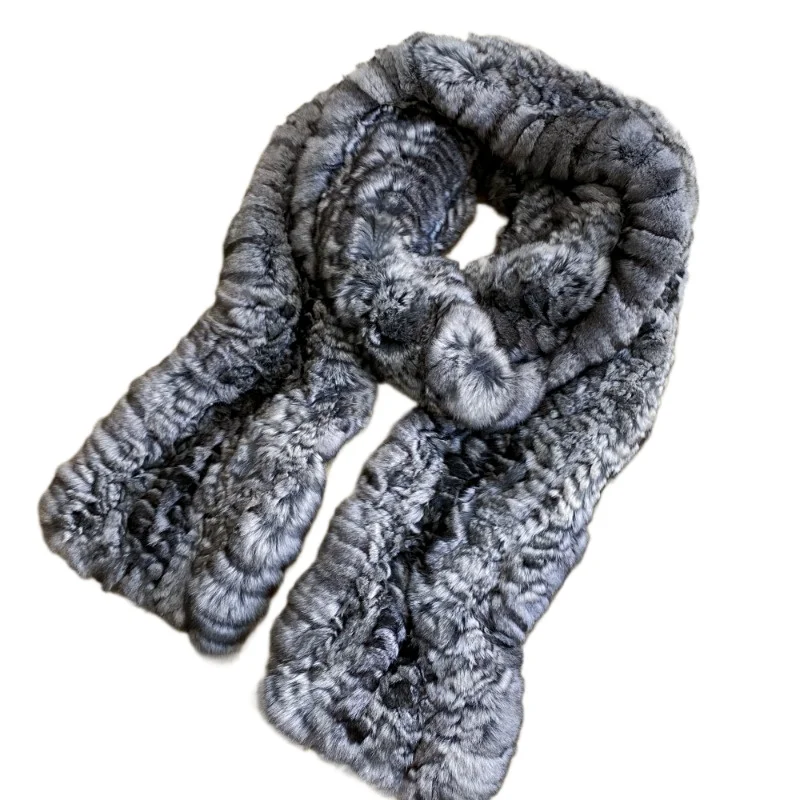 

Haining шаль для шиншиллы, меховой шарф, женский зимний высококачественный роскошный шаль для шиншиллы Mao Qing, фиолетовый шарф, длинный тканый шарф