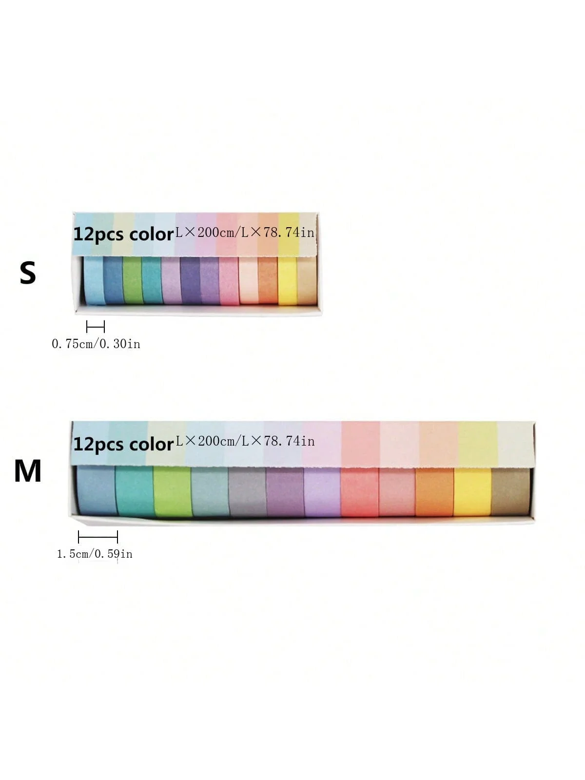 

12pcs Solid Color Rainbow DIY Journal Washi Tape Set