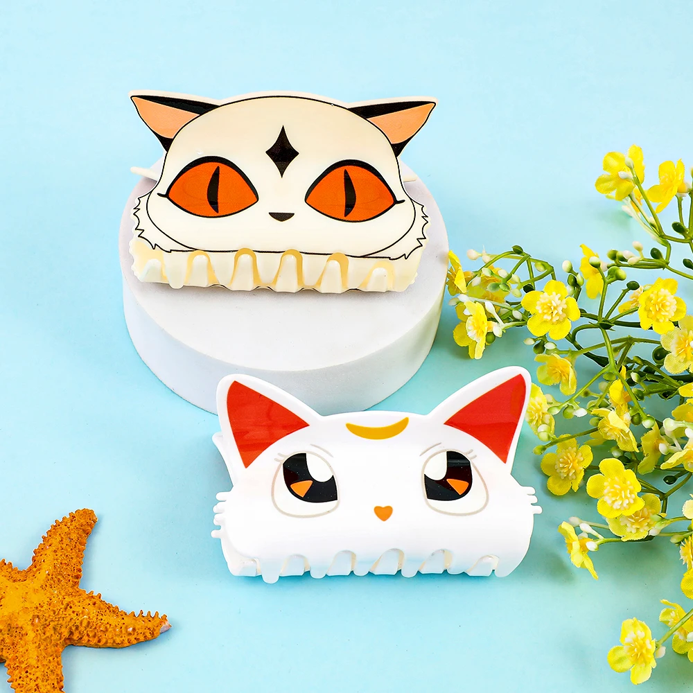 Sweet Cute Sailor Moon Cartoon Cat Design Acrylic Hair Claw Clips Fashion Hair Accessories for Girls - view 4