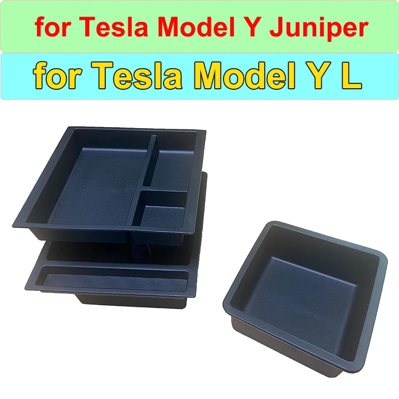 Acessórios para Tesla Model Y L 2026: Caixa de Armazenamento para Console Central, Bandeja Organizadora para Apoio de Braço, Caixa Central TPE para Model Y Juniper 2025