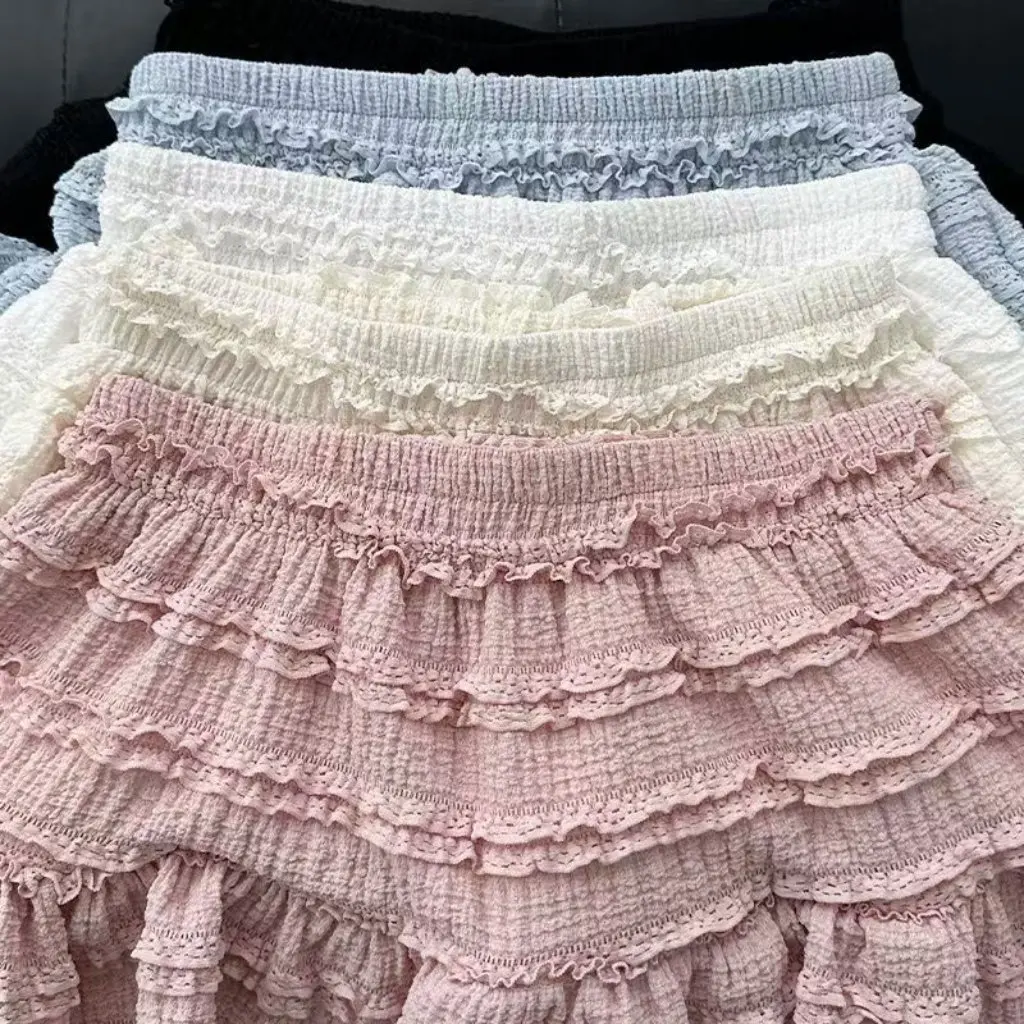 

Spring Summer Ballet Style Soft Girl Sweet Lace Design Fluffy Skirt Cake-Like Niche for Women
