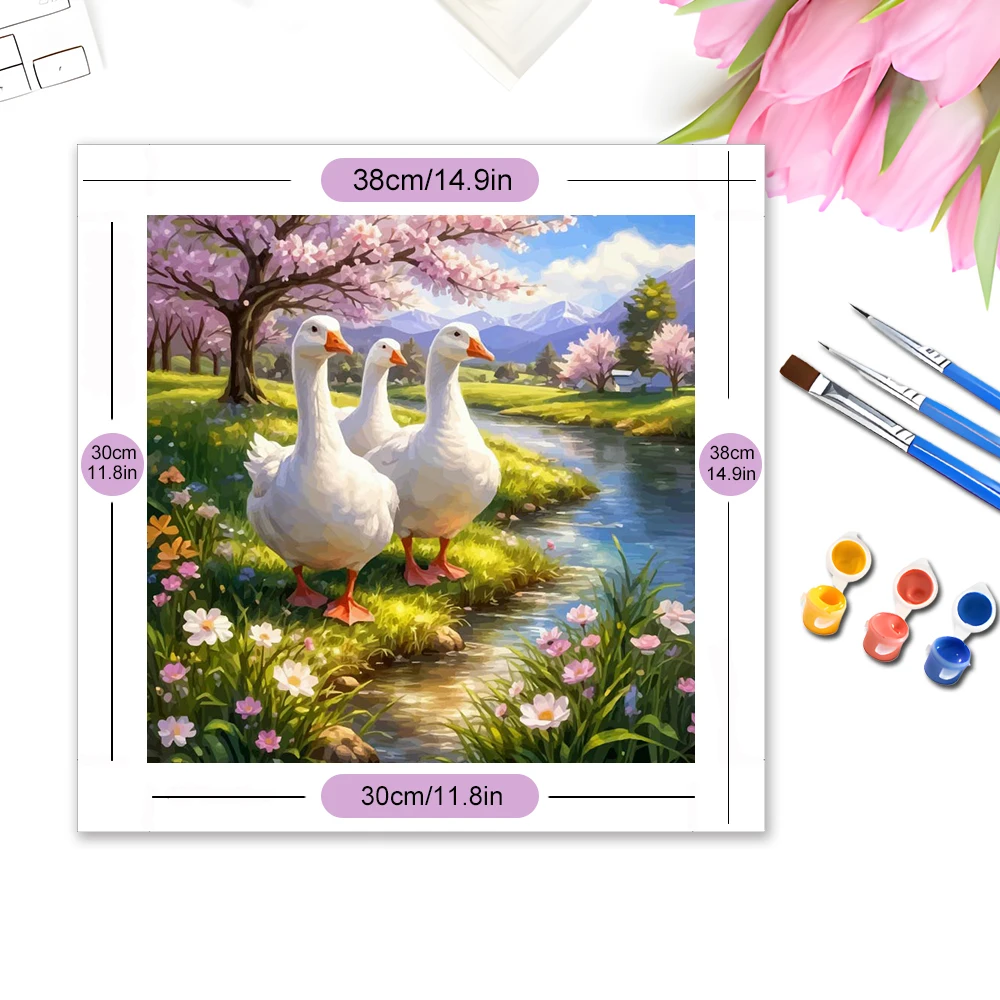Evershine Oil Painting By Numbers Set Swan Animal Handpainted Art Mountain Coloring Canvas Tree DIY Home Living Room Art Craft
