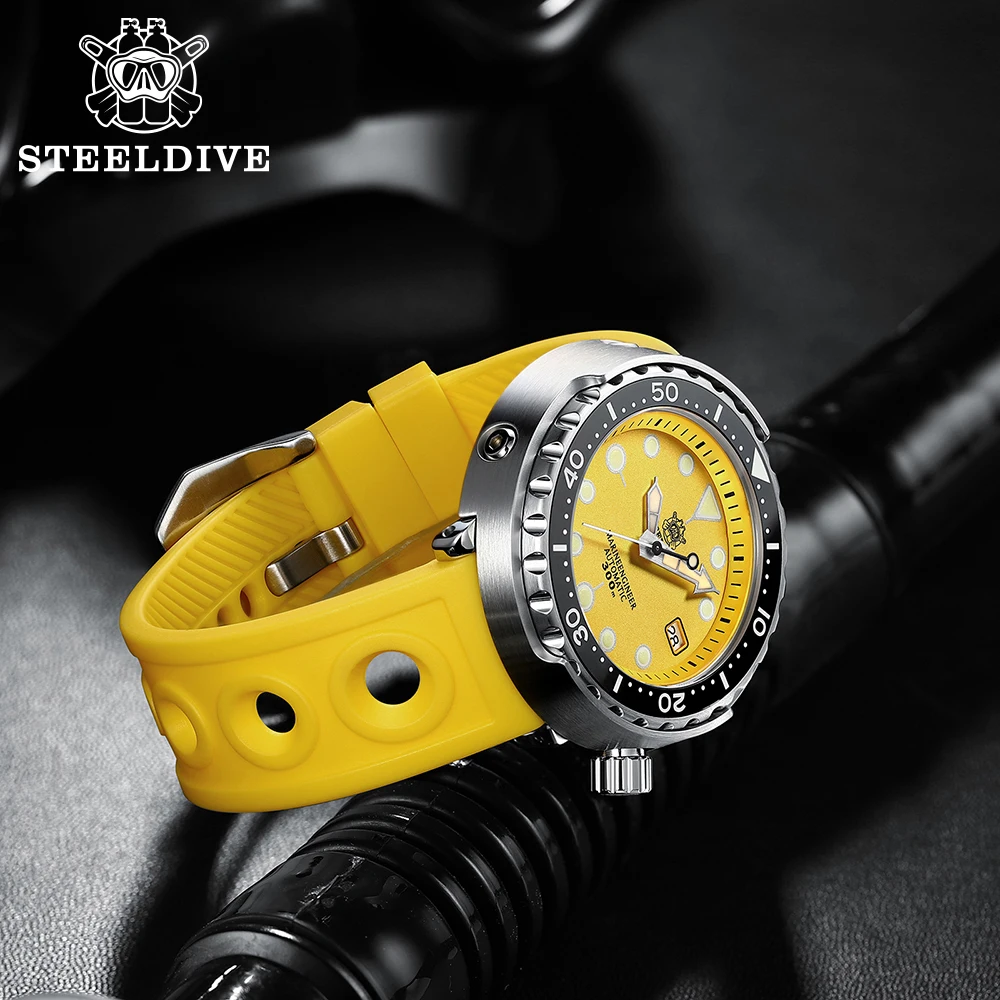 Steeldive pulseira de relógio automático 20mm pulseiras de relógio mecânico 22mm aço mergulho relógio pulseira de borracha 20/22mm moda relógios