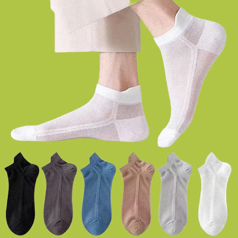 6/12 Pairs Men's Summer Casual Low Cut Socks Bottom Deodorant Sweat-absorbent Summer Thin Sports Breathable Shallow Boat Socks