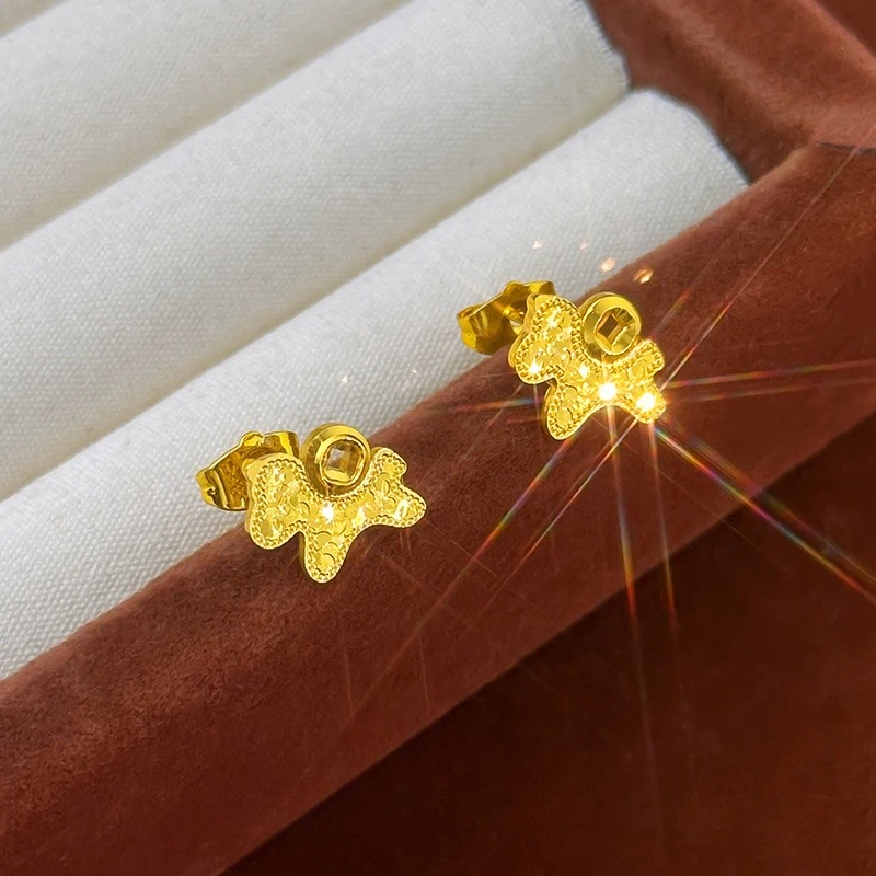 Fashion18 Kt Gold Color Flashing Pony Earrings  for Women Girl Birthday Party Shiny Stud Earring Jewelry Gifts Not Fade