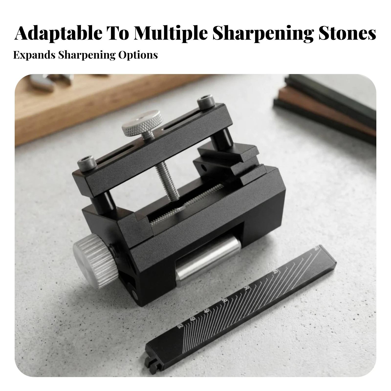 Fixed-Angle Sharpening Guide Knurled Knob Adjustable Metal Woodworking Sharpening Guide