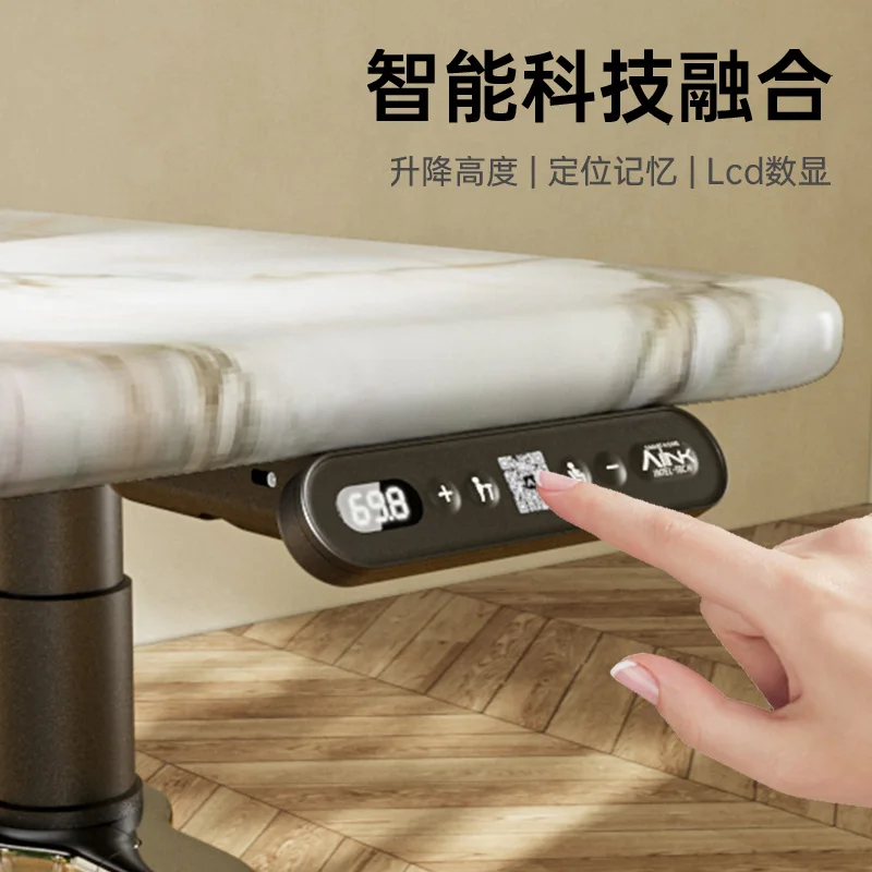 Electric lifting table, tea table,desktop computer, office, home boss table A9 luxury stone [Beijing Baiyuhua]