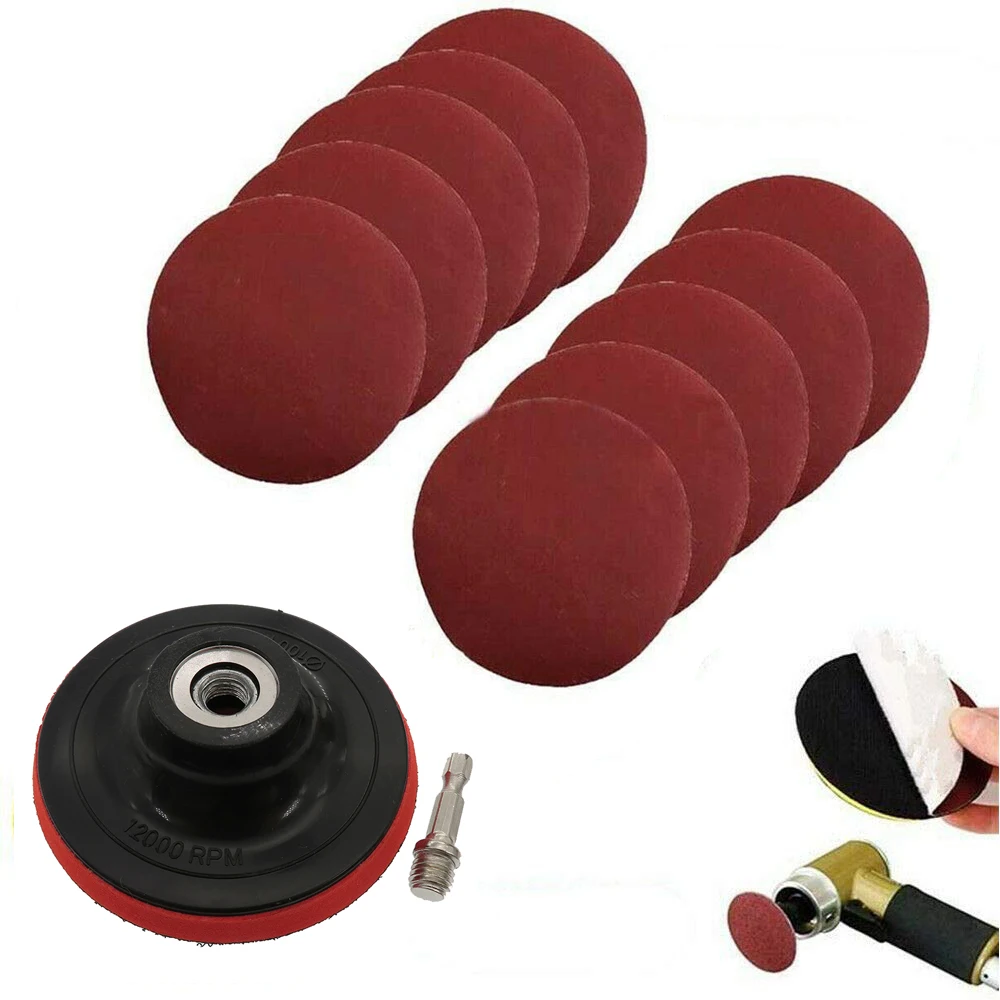 4inch Sanding Discs 100mm,Hook and Loop Sandpaper 60-240Grit With Backing Pad M10 Drill Adapter for Wood Metal Car Polishing