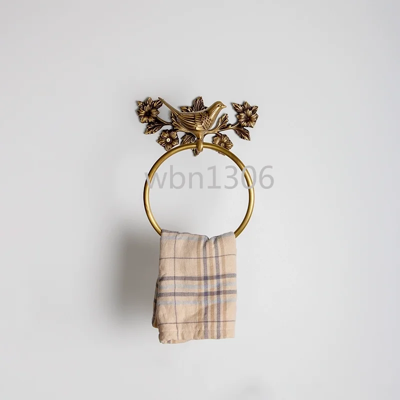 

Brass bird towel rack French retro hanging rod bathroom living room tissue rack wall hanging single rod