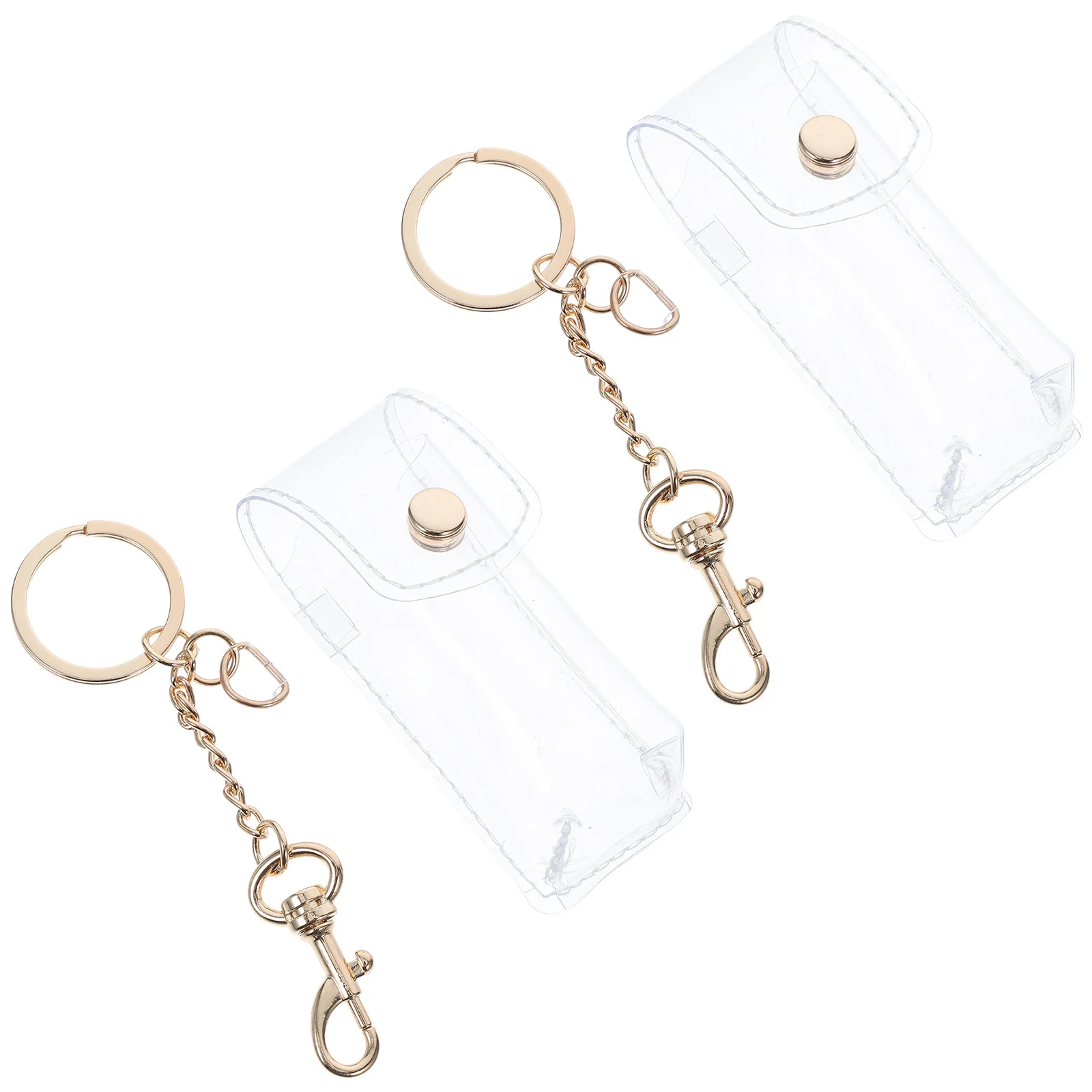

2pcs Clear Keychain Pouch Lipstick Holder For Car Lip Balm Sleeves Portable Travel Organizer Pvc Case Lip Gloss Storage