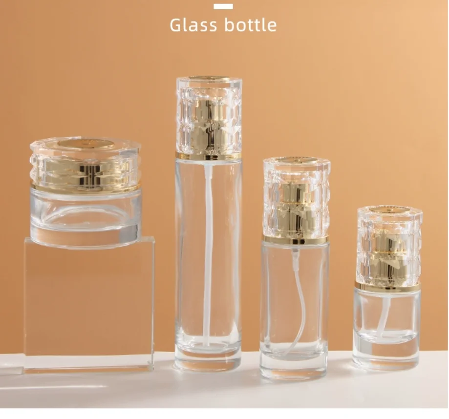 

30m-120ml CLEAR glass bottle white black pump serum/lotion/emulsion/foundation/essence toilet toner skin care cosmetic packing