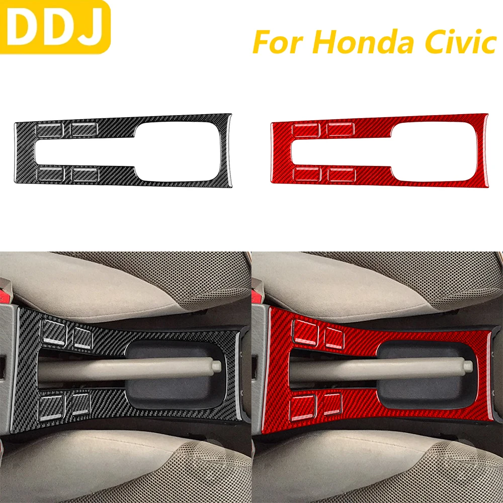 

For Honda Civic Coupe 1996-2000 Carbon Fiber Center Gear Shift Handbrake Storage Box Panel Trim Cover Car Accessories Sticker