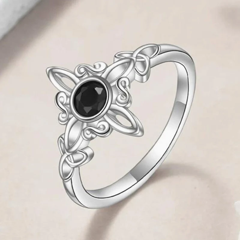 

Кольцо Crosse с волнистым кельтским узлом, стильное Ювелирное Украшение с черным цирконием для девушек, с облысением, элегантный цветочный стиль, KOFSAC