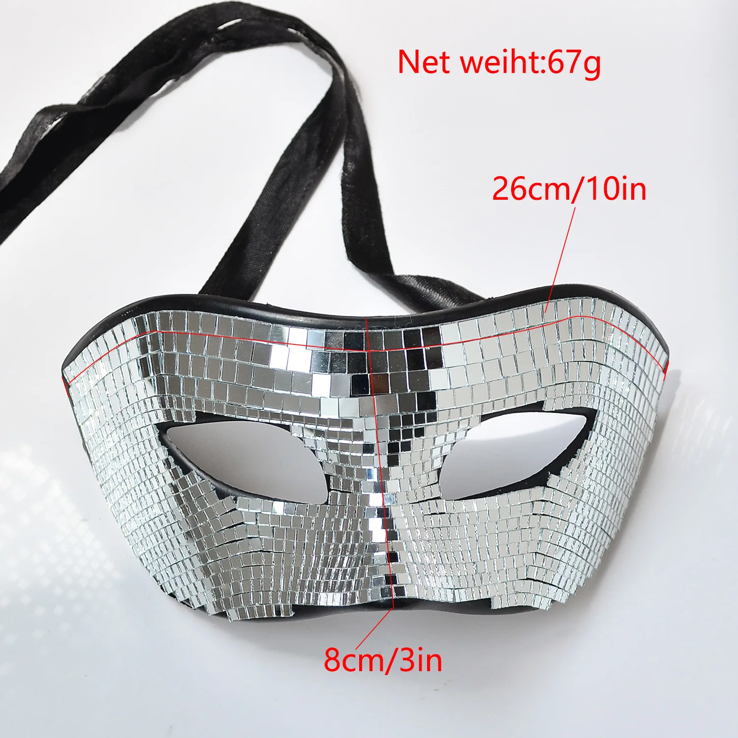 Neue Disco-Kugel Glitter Gesichts maske Cosplay glänzende Königin Halloween Party Kostüme Zubehör Männer Mode Abschluss ball Masken halbe Helemet – Detail 3