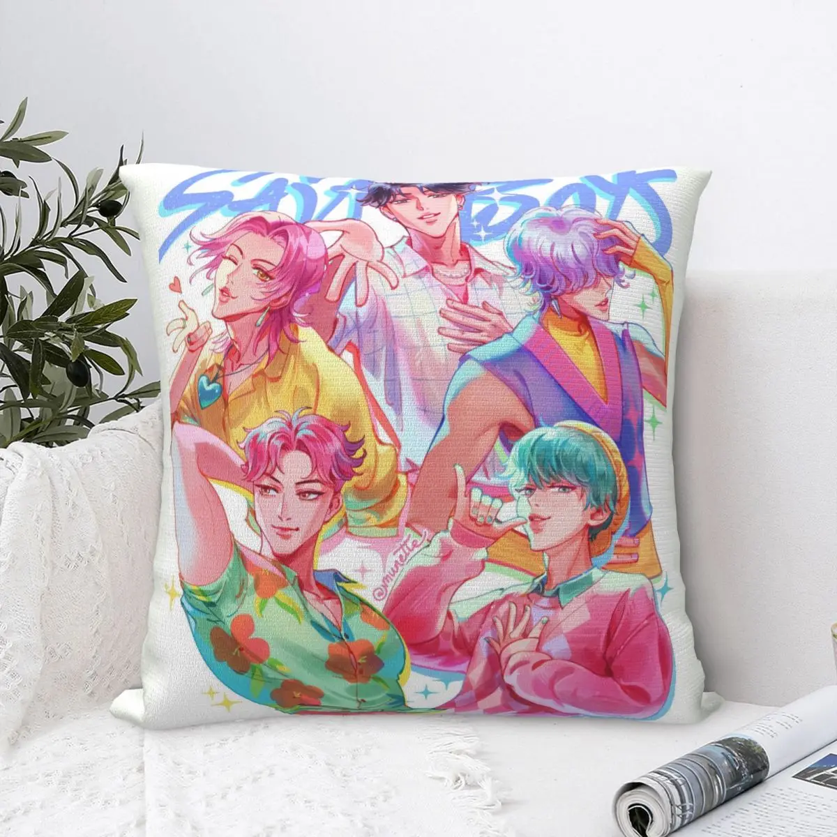 

Pillow Cover Kpop Demon Hunters Saja Boys Design Cushion Cover Kawaii Pillow Case For Sofa Bedroom Home Decor Pillowcases