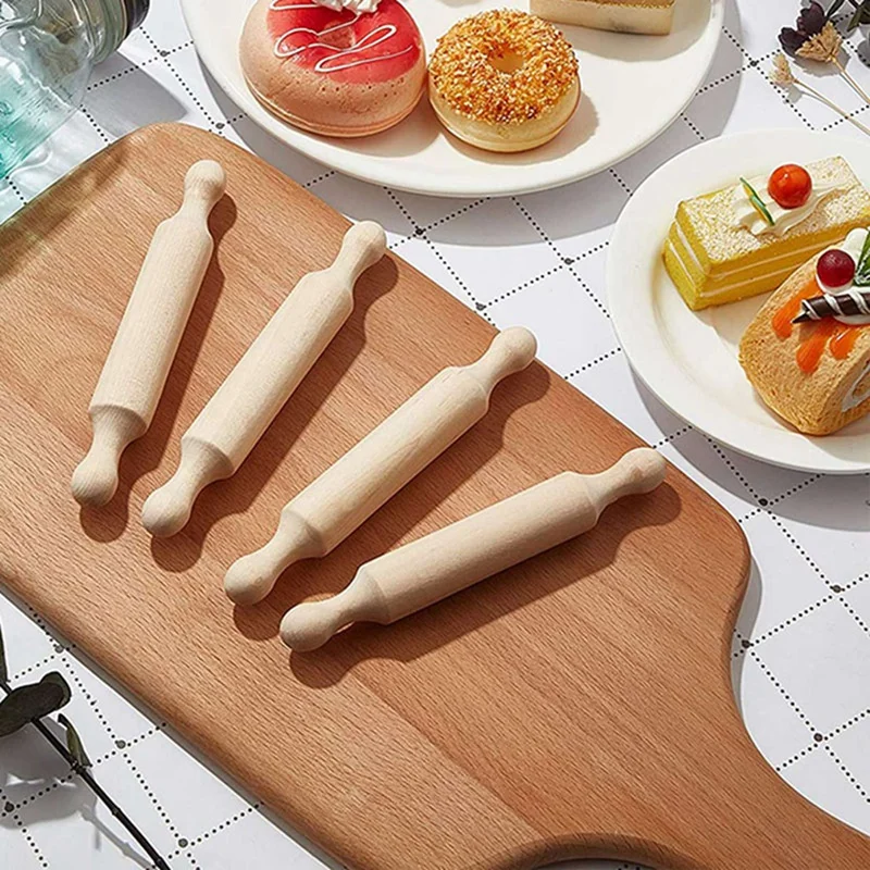 5X Wooden Mini Rolling Pin 6 Inches Long Kitchen Baking Rolling Pin Small Wood Dough Roller For Children Fondant Pasta