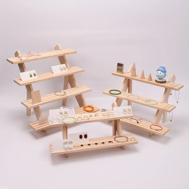 Multi-tiered Display Rack Log Ring Earring Stud Display Rack Removable Earring Card Jewelry Rack Doll Hand Showing