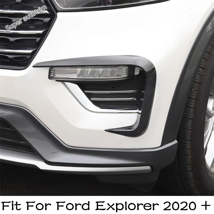 Chrome Exterior Refit Kit Front Head Fog Lights Lamps Eyelid Eyebrow Stripes Cover Trim 2PCS For Ford Explorer 2020 - 2023