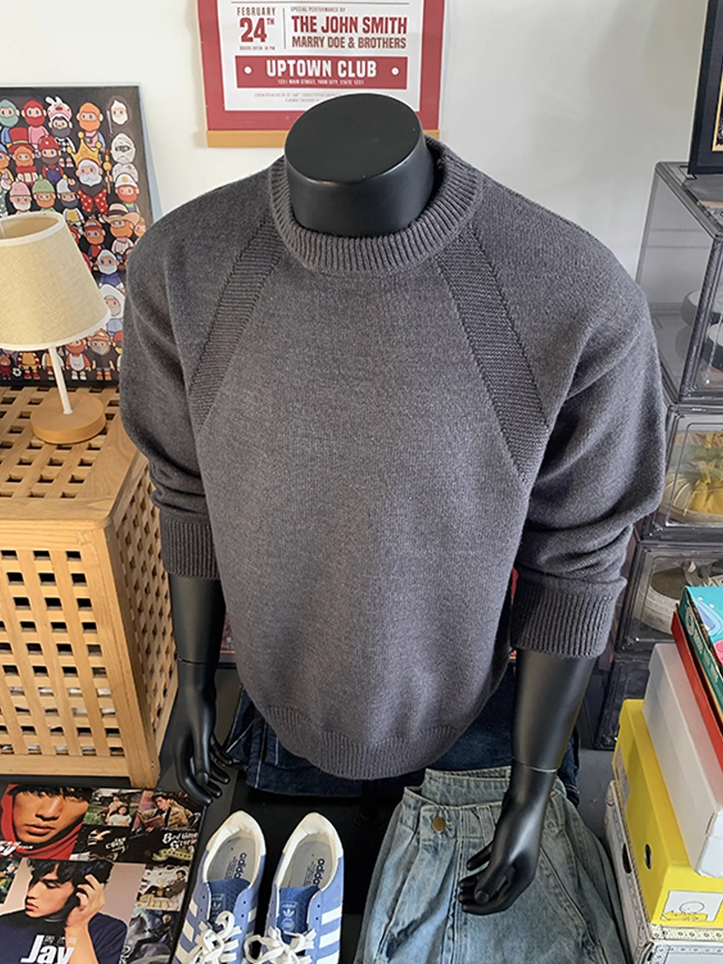 

Casual Men's round Ne Knitwear Polyester Fiber Splice Warm Leisure American Sle Autumn Winter New Arrival GPOUHO