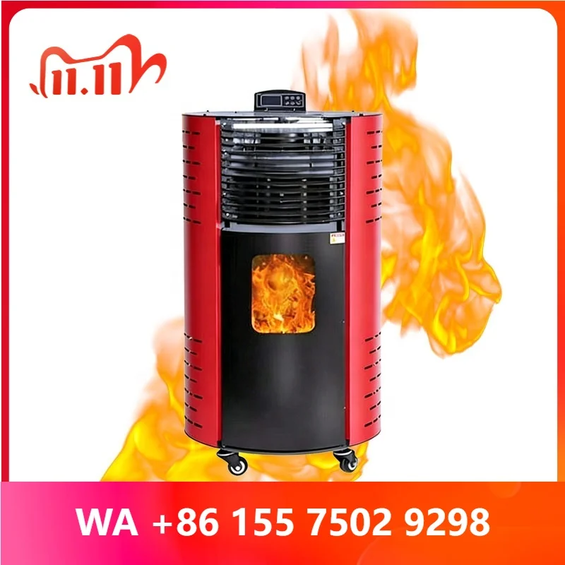Small Wood Pellet Stoe With Exhaust Pipe Standalone Biomass Pellet Firepla for Sale