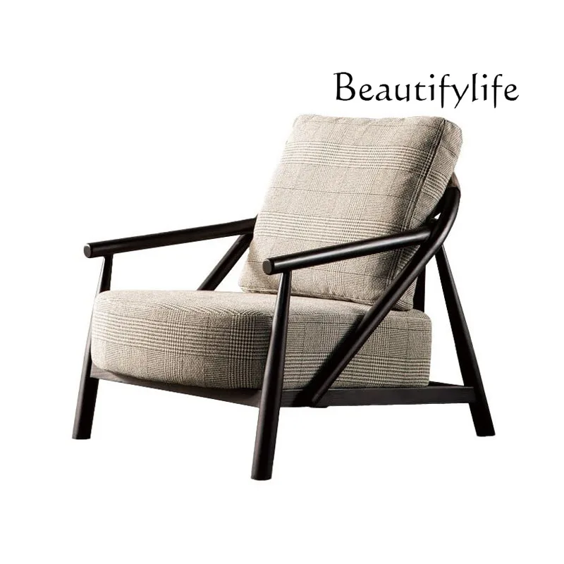 

Modern solid wood armchair Nordic living room lounge armchair designer reception single chair
