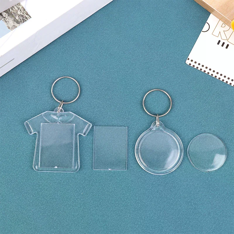 5pcs Blank Photo Frame Keychain DIY Key Holder Clear Acrylic Keyring Insert Photo Split Key Pendant Couple Anniversary Gifts