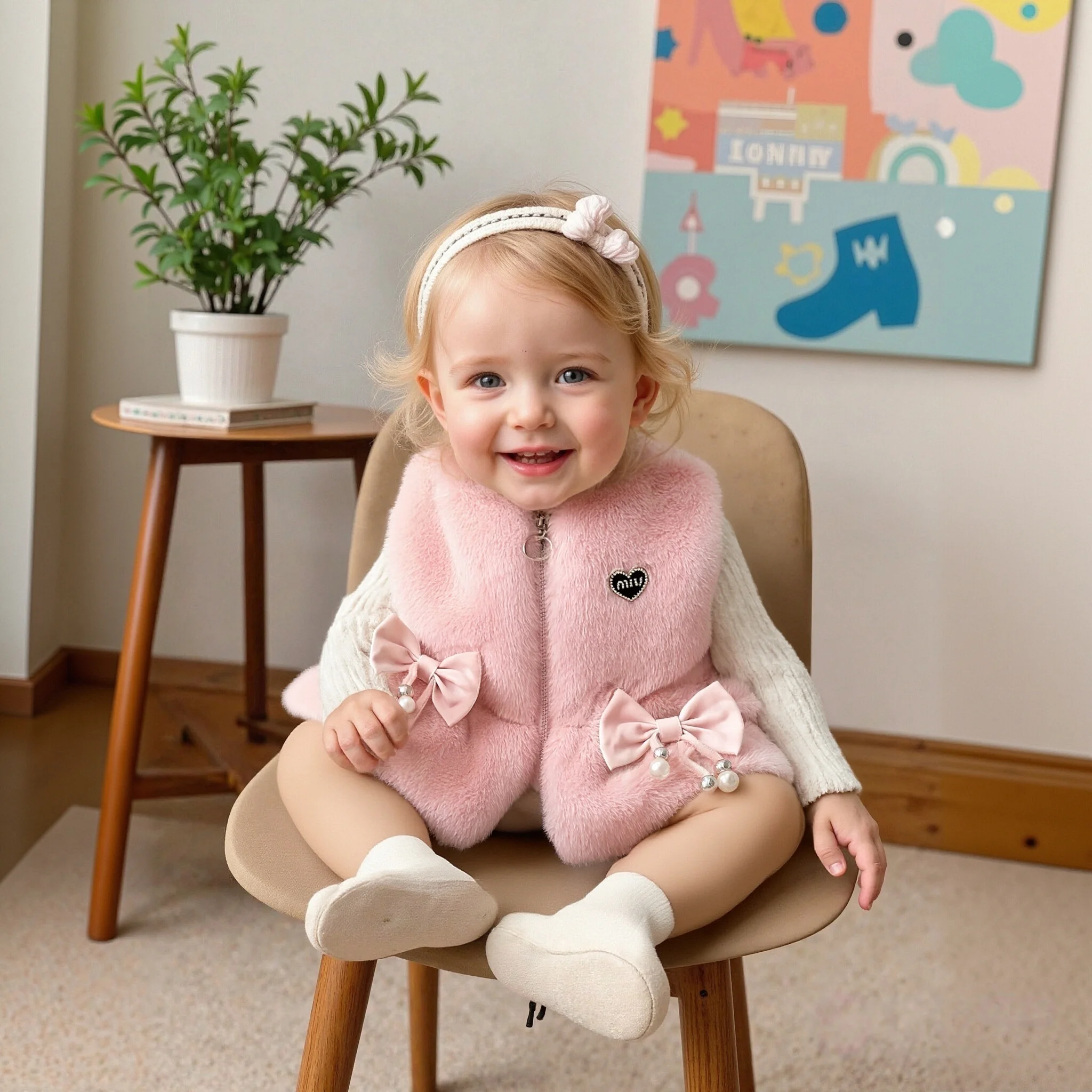 

Baby Girl Vest Autumn And Winter New Sweet Bow Baby Girl Vest Coat Thick And Warm Children'S Clothing