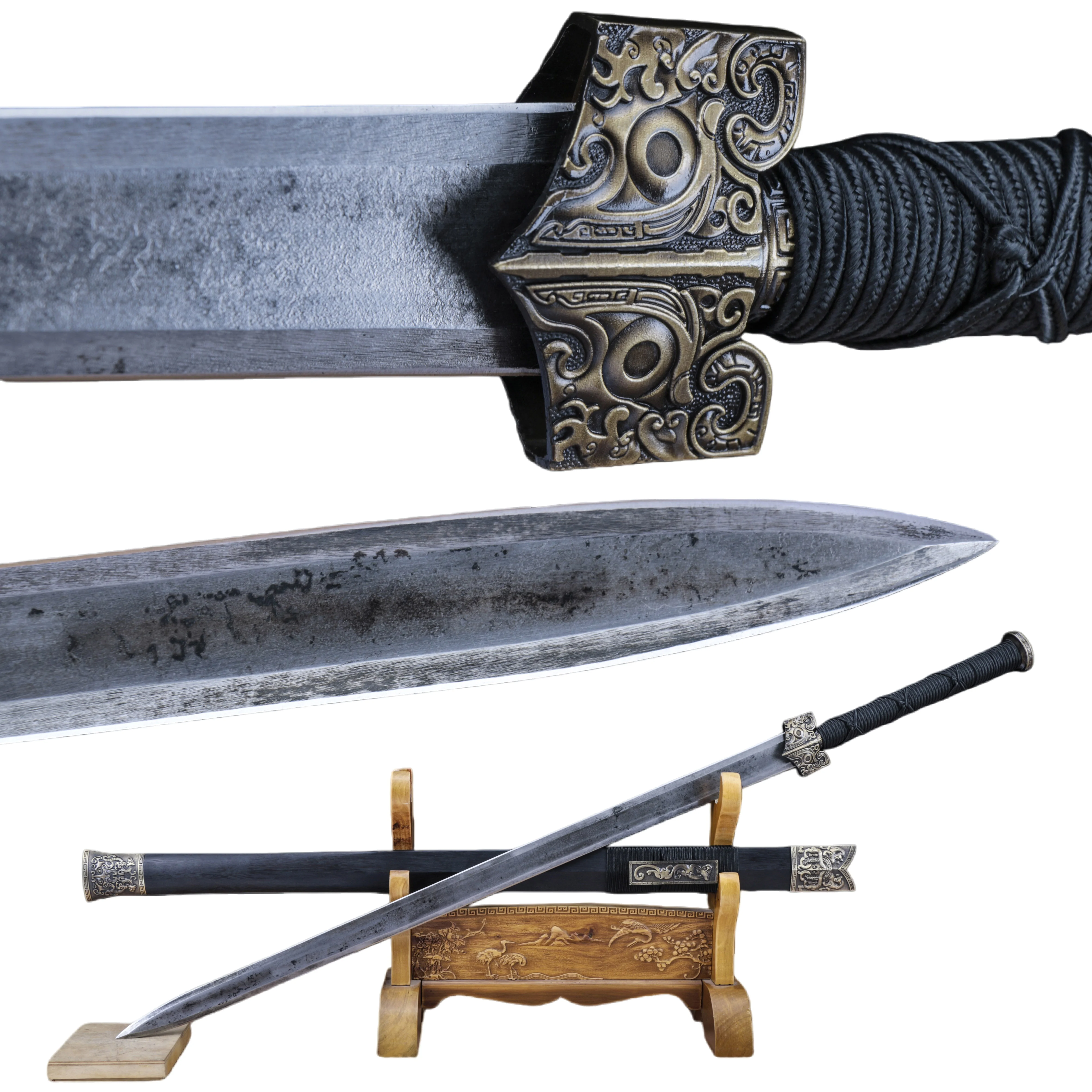 Chinese samurai sword katana spring steel hand-forged medieval knight sword, sharp weapons for battle preparation, ninja gift,