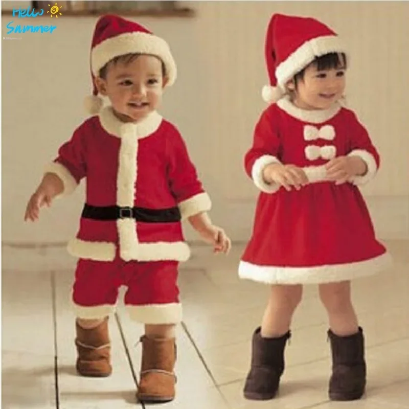 Christmas Baby Santa Claus Cosplay Costume Baby Boys Long Sleeve Clothes Baby Toddler Girls Dress Cute Infant Winter Baby Dress