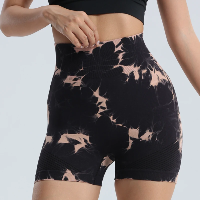 Bezszwowe spodenki do jogi Tie-Dye Skinny szorty Fitness damskiej letniej sportowe szorty odzieży sportowej odzież Fitness spodenki na rower