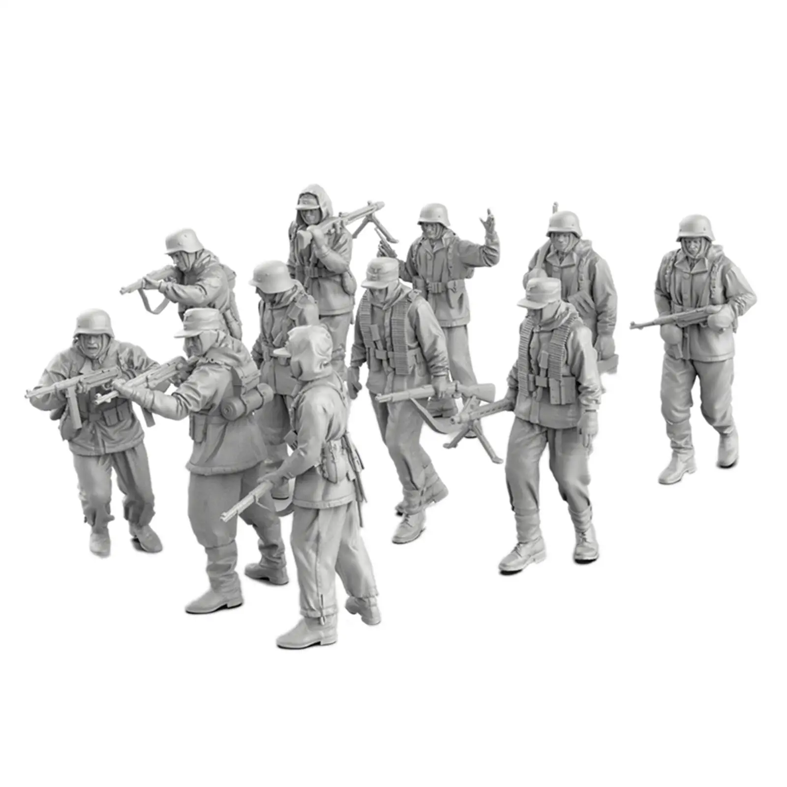 11Pcs 1:72 Scale German Soldier Models Kit for Game Modeling Enthusiast Gift Soldier Figure Models 2.4cm Unpainted