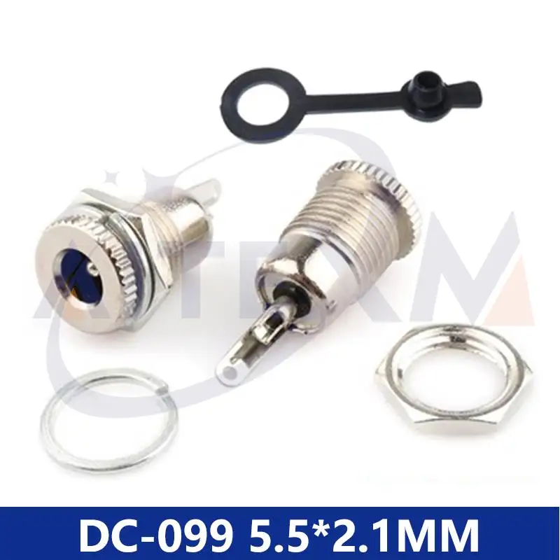 DC099 5.5 mm x 2.1mm DC Power Jack Socket Female Panel Mount Connector Metal DC-099 Open Hole 11MM 5.5*2.1 5.5*2.5