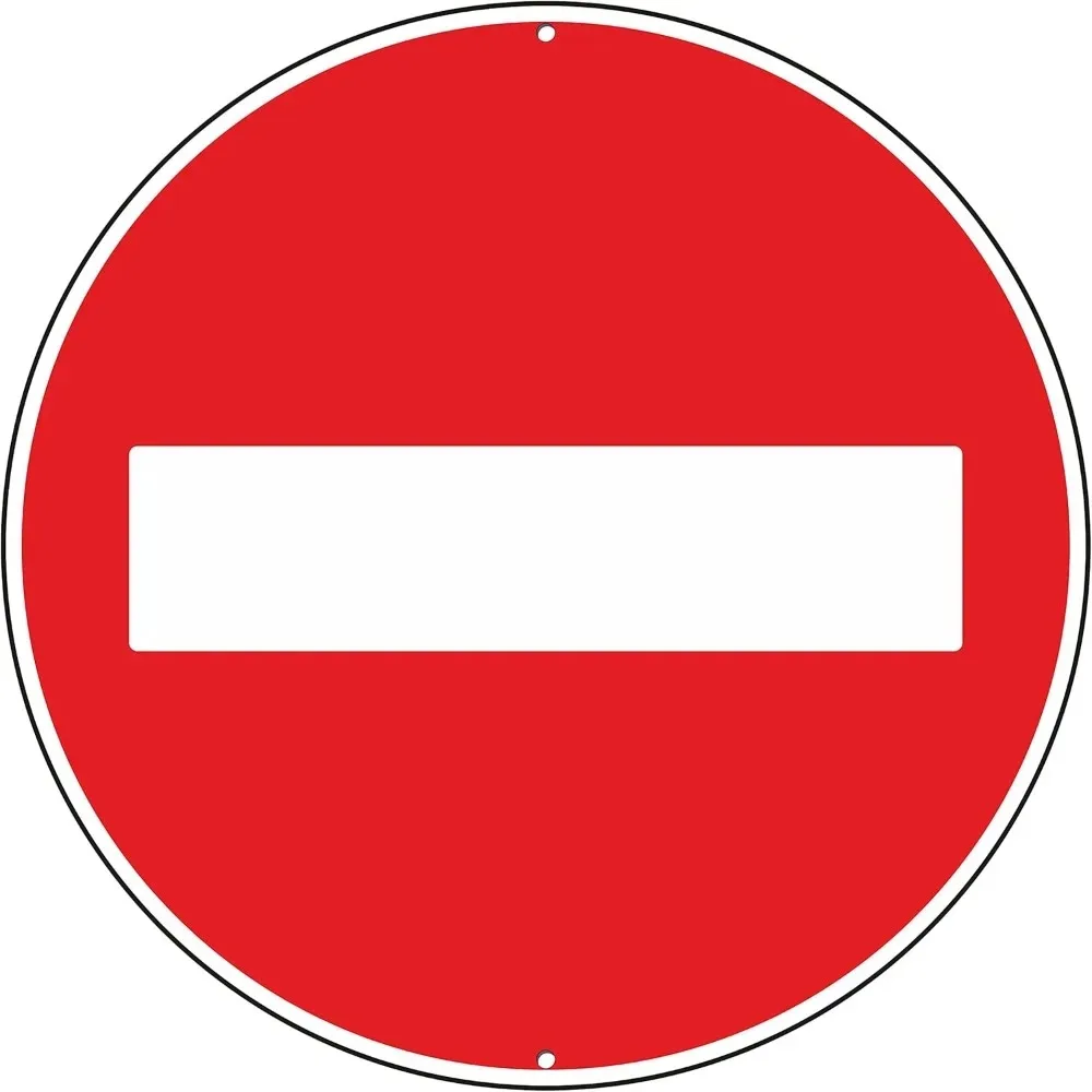 Vintage “No Entry” Metal Sign, Classic Red & White Stop Sign for Home, Garage or Workshop Decor