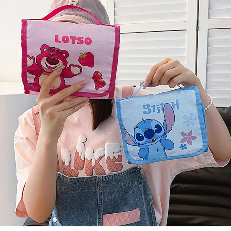 

Disney Stitch Makeup Bag Large Capacity Folding Cartoon Makeup Storage Bag Cute Travel Portable Portable Storage Bag Girls Gift