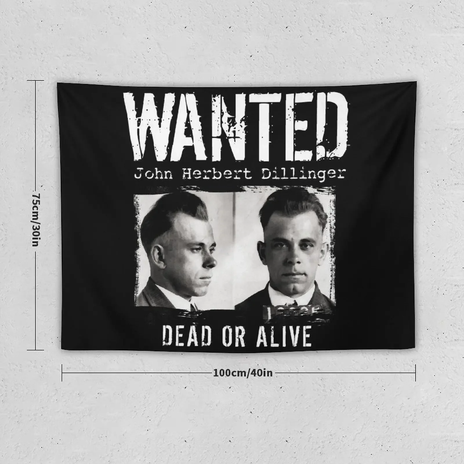 John Dillinger Mugshot - Wanted Dead or Alive Tapestry Decoration Room Wall Coverings Tapestry