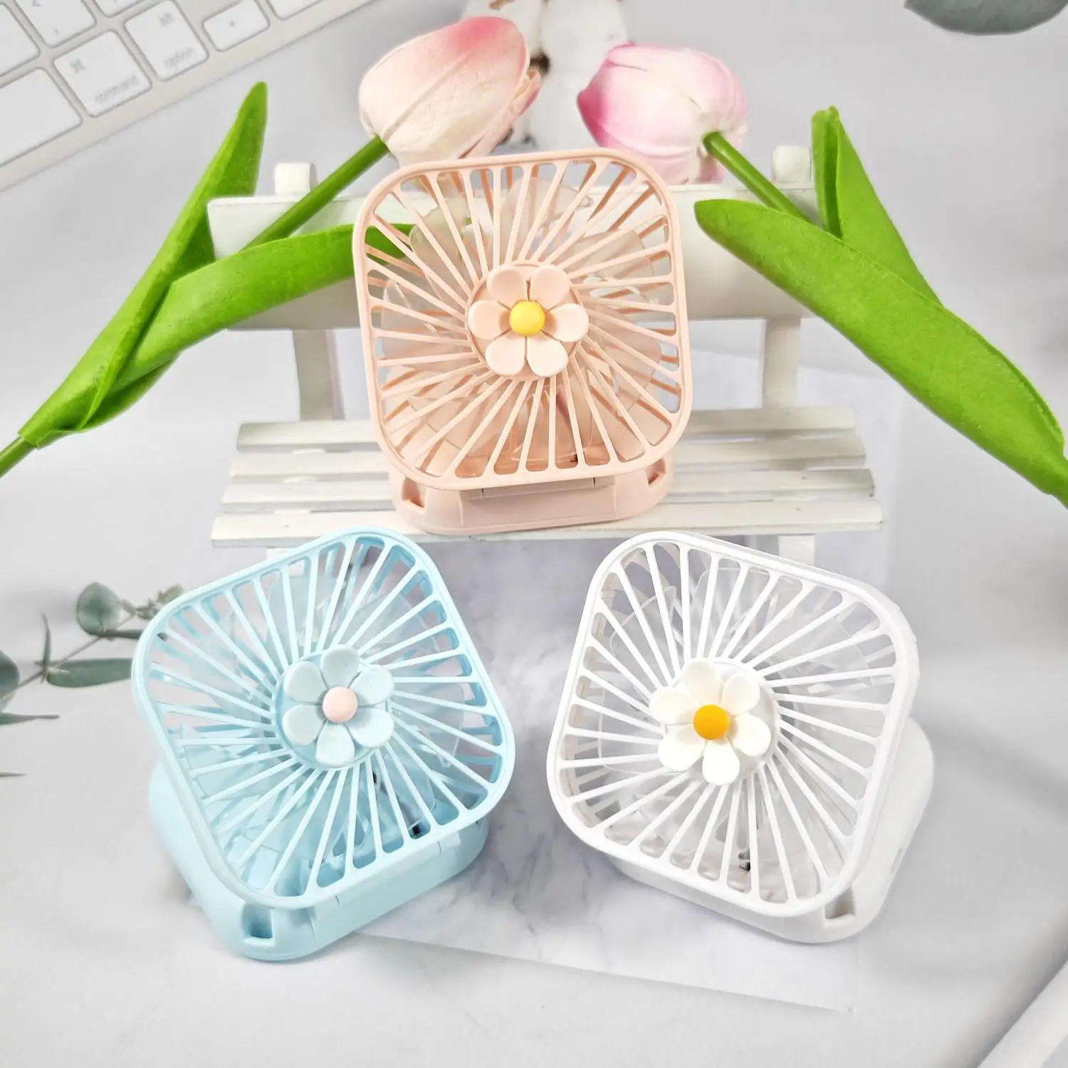 Daisy Decor USB Rechargeable Mini Fan Foldable Handheld Portable for Desktop Office And Outdoor Use