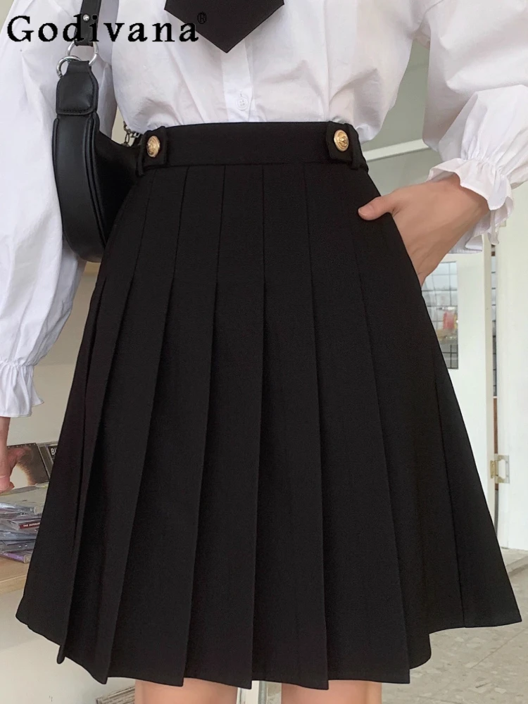 

Jk, большие размеры, средняя и длинная плиссированная юбка с двойным карманом, летние студенческие универсальные возрастные юбки трапециевидной формы с высокой талией для девочек