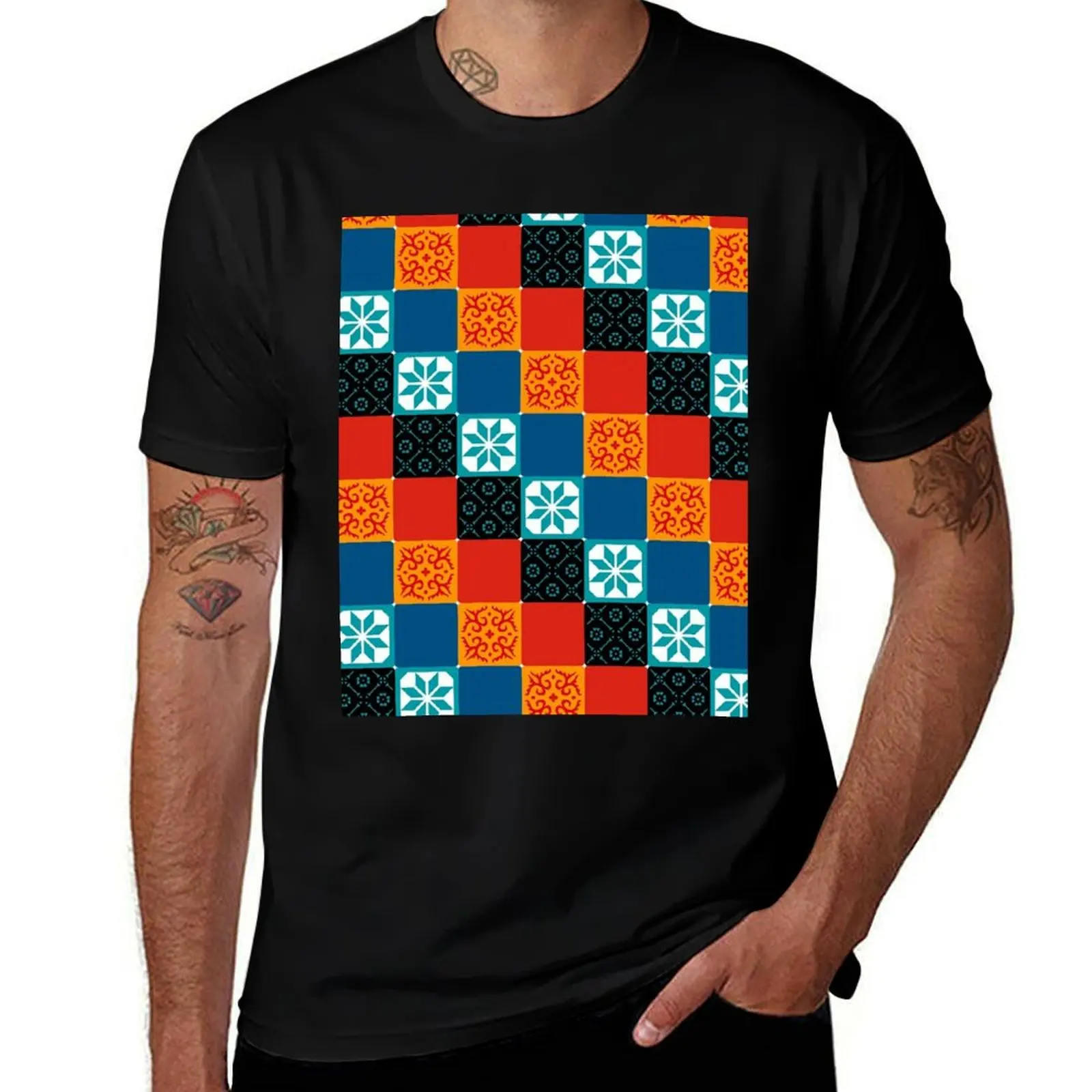 Azul Board Games Tiles T-Shirt Large Size Casual Short Sleeve Top T-Shirt
