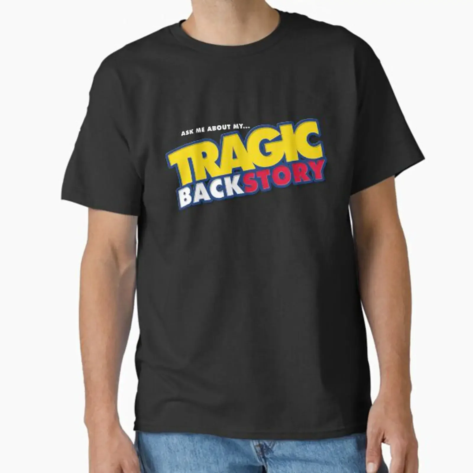 Tragic Back Story Classic T Shirt vintage Washed Comfortable Soft Versatile homme Breathable Stretched Stylish streetwear