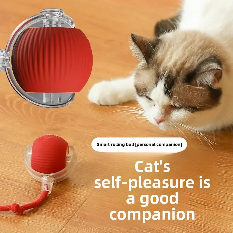 Cat Toy Ball Interactive with String Durable Bite Resistant Self Play Jumping Ball Pet Entertainment Solve Boredom Pet Supplies