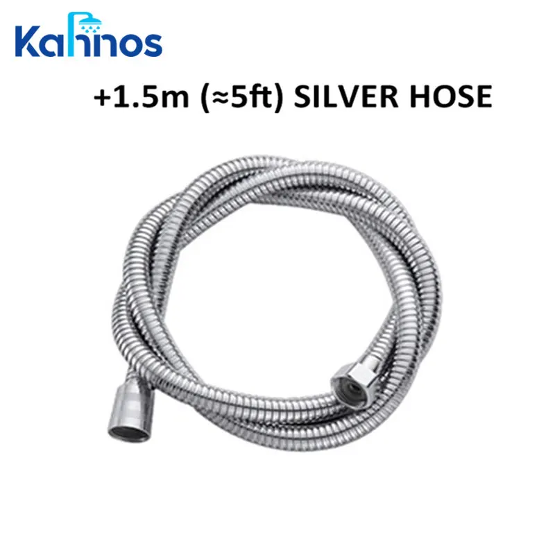 Bathroom accessories shower head hose 1.5M silver black stainless steel hose interface universal shower head water pipe