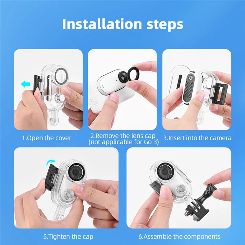 ZIZI 40M Waterproof Camera Protective Housing Case Underwater Diving Protective Shell For Insta 360 Go 3 GO3S Action Camera