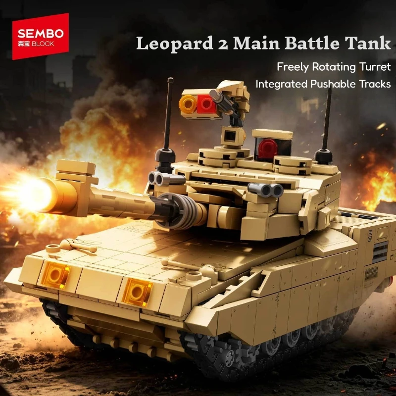 In Stock Sembo Leopard 2 Main Battle Tank Military Building Blocks Model Kit Children's Plaything Home Decor Collectible Gift