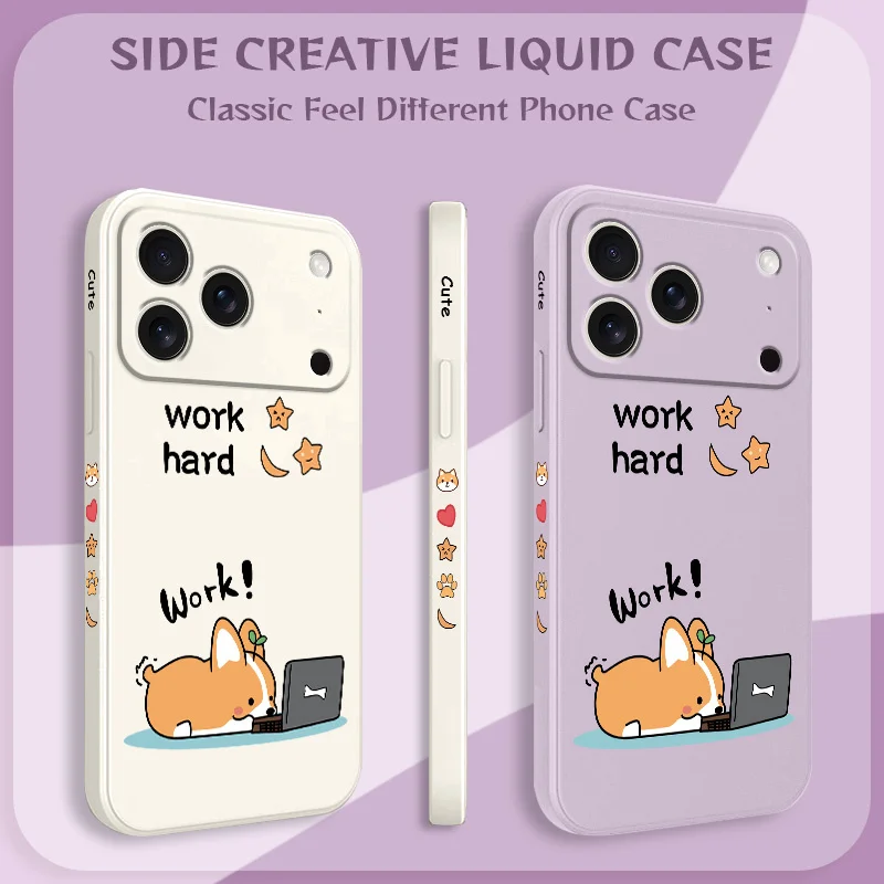 

Hard Working Corgi Phone Case For iPhone 17 Air 16 16e 15 14 13 Pro Max Plus Mini Liquid Silicone Soft Cover